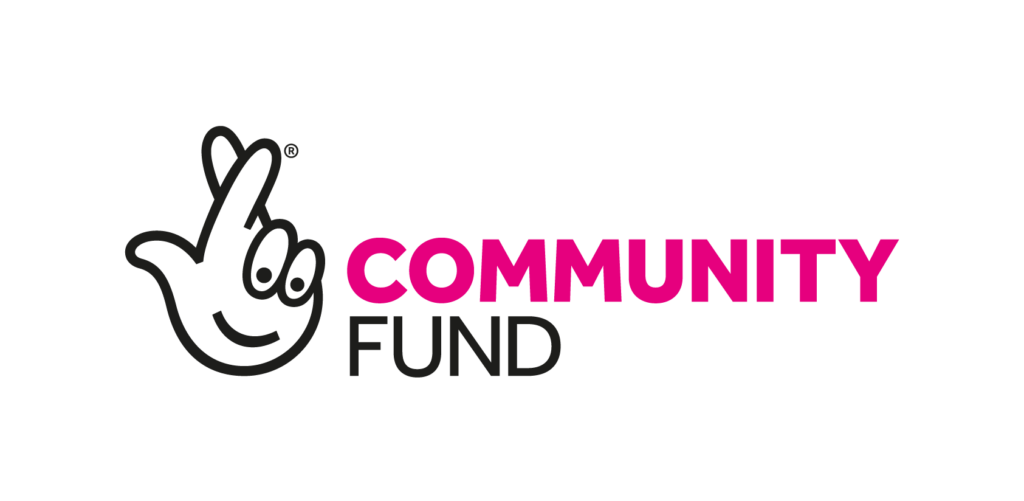 National Lottery Community Fund Logo shows hand with fingers crossed