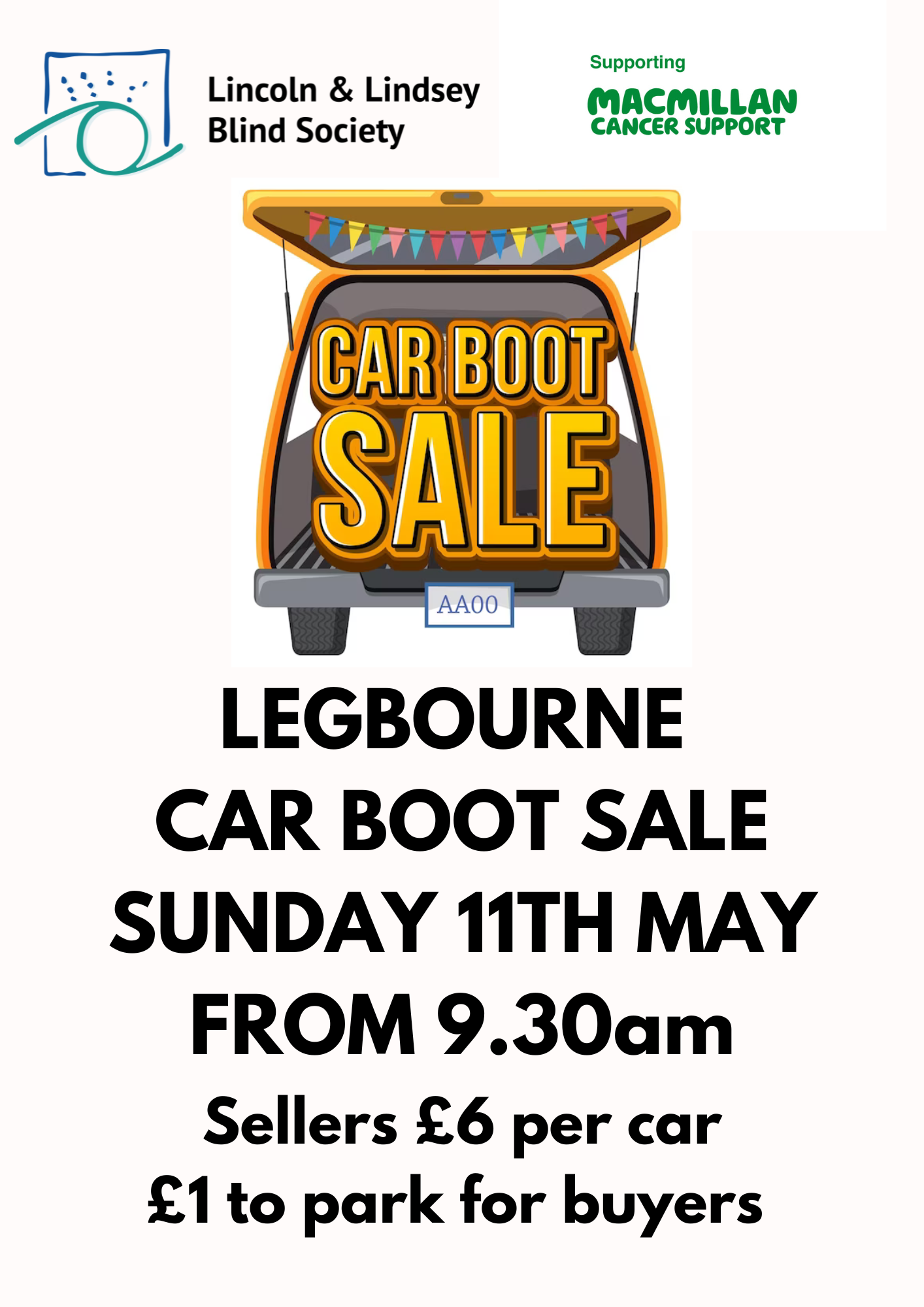 Carboot sale for LLBS to be held at Legbourne Playing Field near Louth from 9.30am